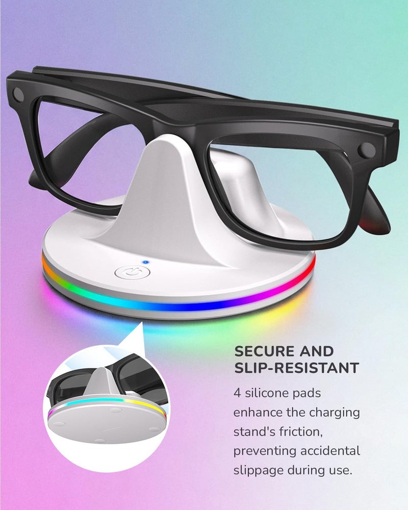 Semaiki Smart Glasses Charging Stand Compatible with RayBan Meta,Charging Dock for Wayfarer/Skyler/Headliner/Oakley HSTN with 7 RGB Lights - Image 4